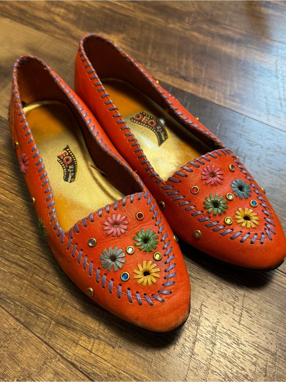 LJ Simone Vintage Loafer Floral Beaded 6.5M
